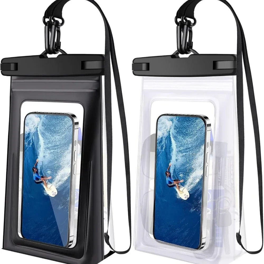 Waterproof Floating Phone Cases with Lanyard, Fits iPhone and Samsung, 2 Pack